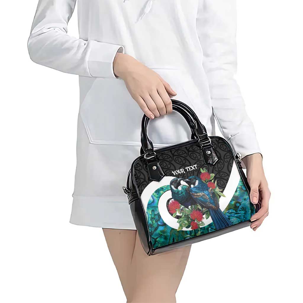 Personalised Valentine's Day New Zealand Shoulder Handbag Tui Bird Couple Kowhaiwhai Mix Pohutukawa
