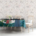 Personalised Valentine's Day New Zealand Tablecloth Tui Bird Couple Kowhaiwhai Mix Pohutukawa
