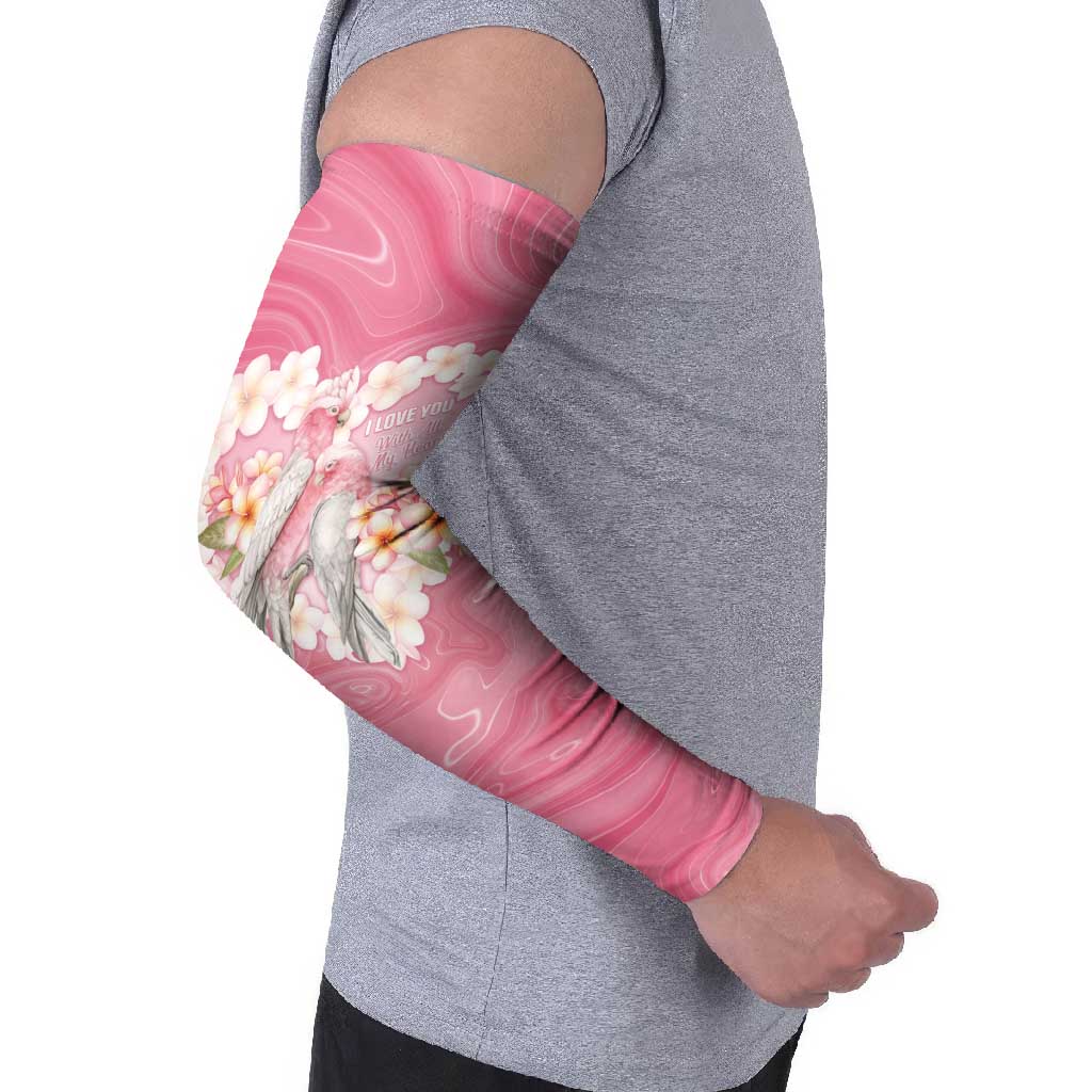 Personalised Pink Galah Australia Valentine's Day Arm Sleeves I Love You With All My Heart - Aussie Hoodie