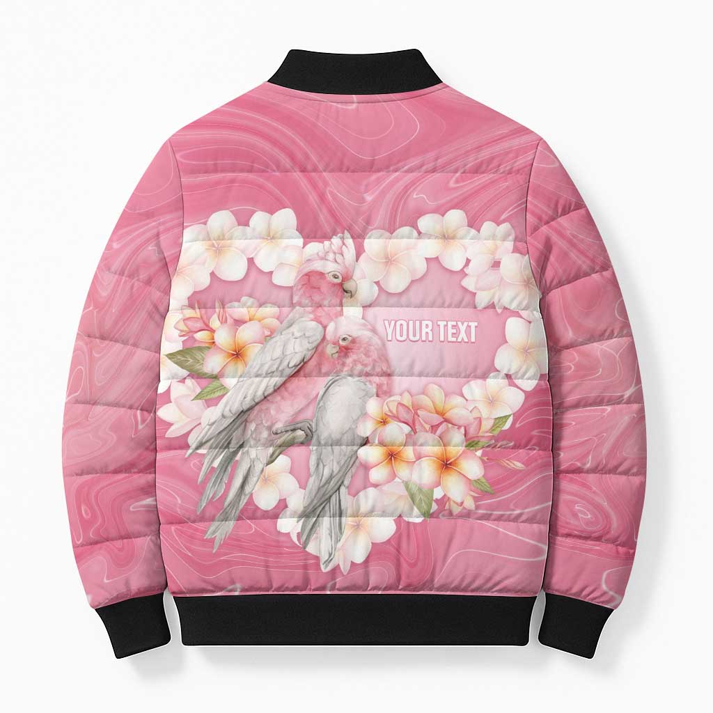 Personalised Pink Galah Australia Valentine's Day Bomber Puffer Jacket I Love You With All My Heart - Aussie Hoodie