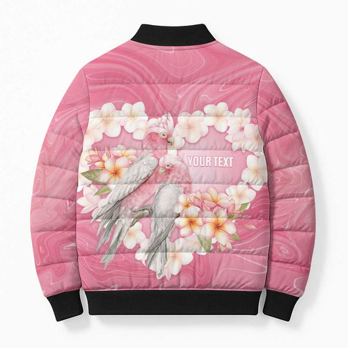 Personalised Pink Galah Australia Valentine's Day Bomber Puffer Jacket I Love You With All My Heart - Aussie Hoodie