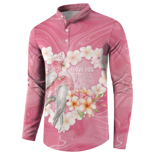 Personalised Pink Galah Australia Valentine's Day Button Sweatshirt I Love You With All My Heart - Aussie Hoodie