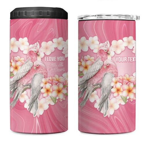 Personalised Pink Galah Australia Valentine's Day 4 in 1 Can Cooler Tumbler I Love You With All My Heart - Aussie Hoodie