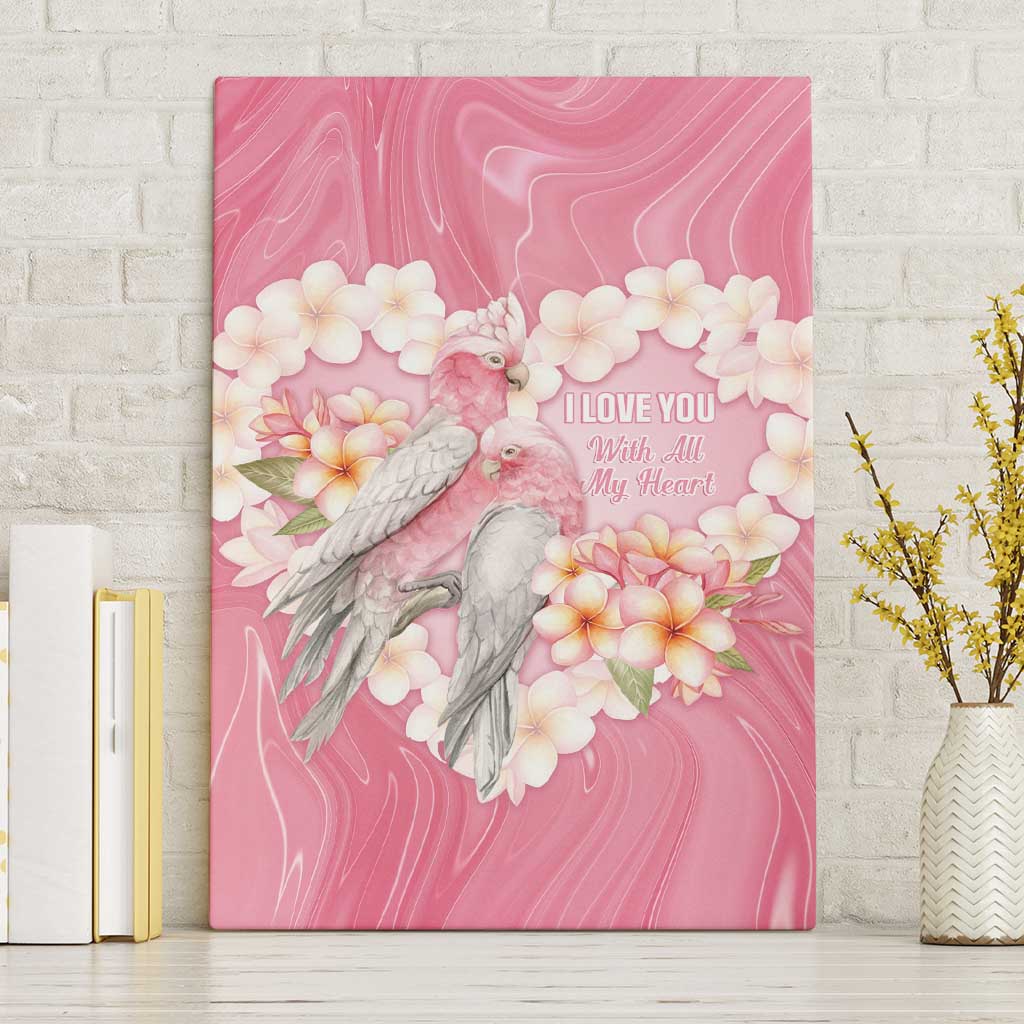 Pink Galah Australia Valentine's Day Canvas Wall Art I Love You With All My Heart - Aussie Hoodie