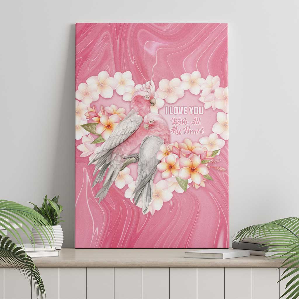 Pink Galah Australia Valentine's Day Canvas Wall Art I Love You With All My Heart - Aussie Hoodie