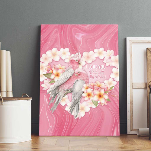 Pink Galah Australia Valentine's Day Canvas Wall Art I Love You With All My Heart - Aussie Hoodie
