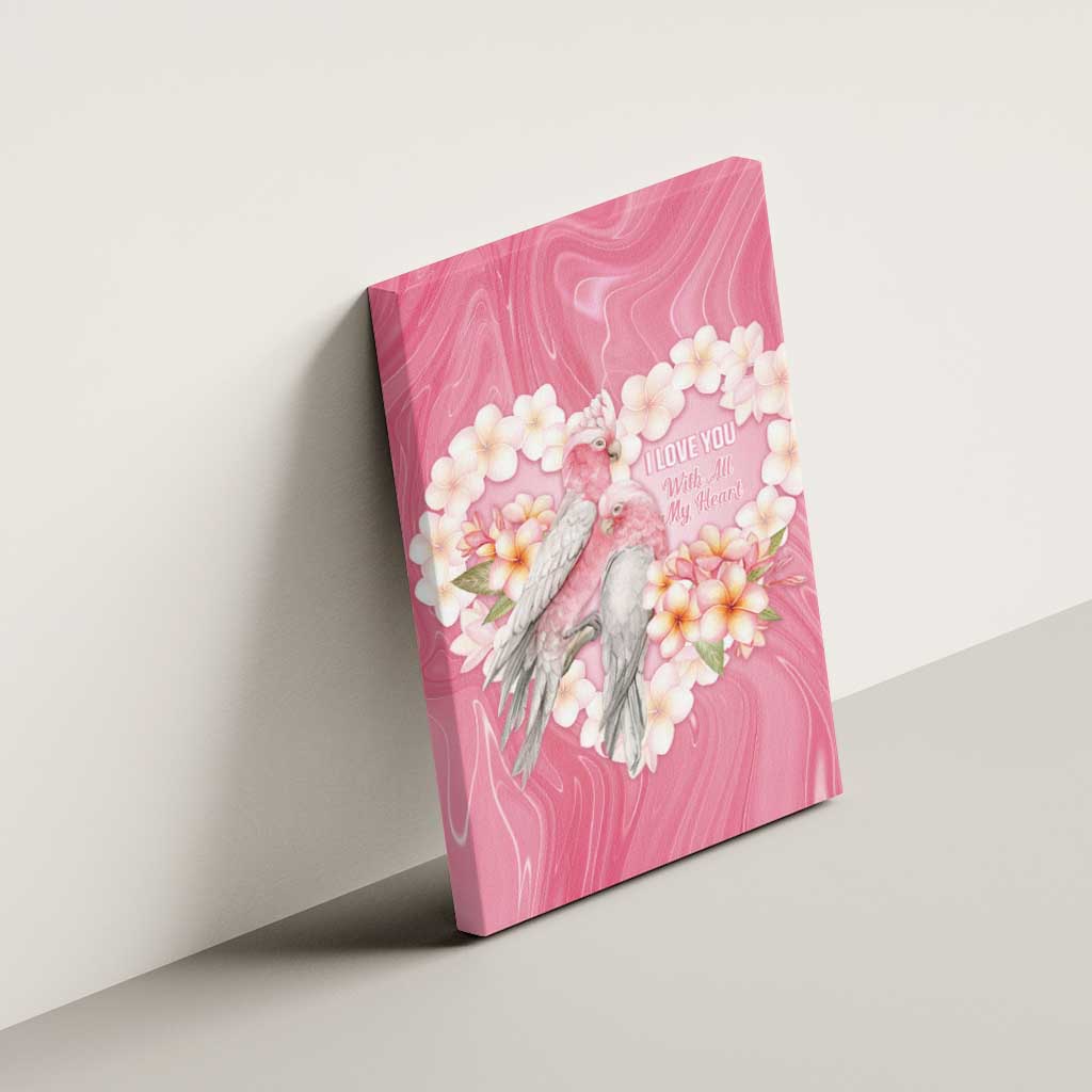 Pink Galah Australia Valentine's Day Canvas Wall Art I Love You With All My Heart - Aussie Hoodie