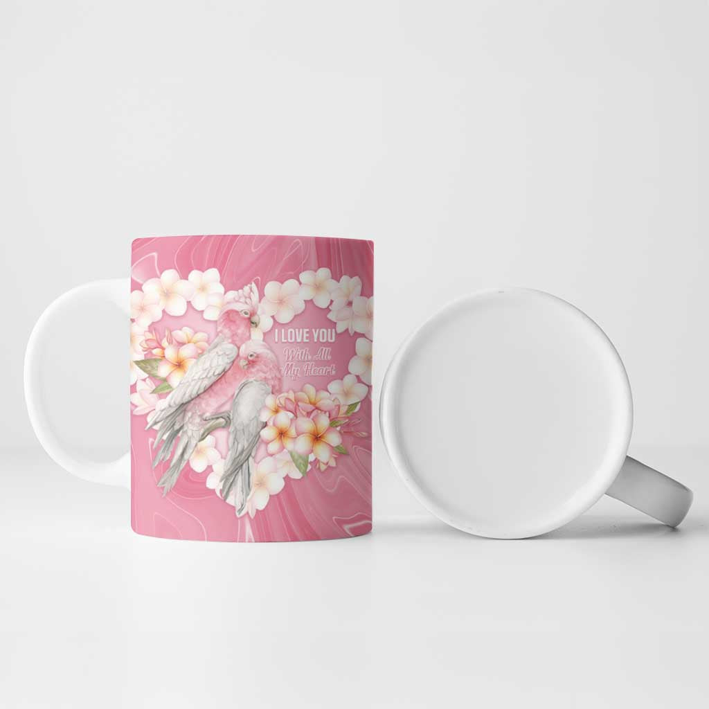 Personalised Pink Galah Australia Valentine's Day Ceramic Mug I Love You With All My Heart - Aussie Hoodie