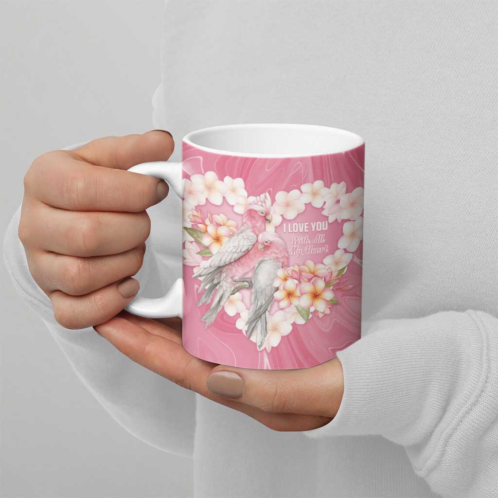 Personalised Pink Galah Australia Valentine's Day Ceramic Mug I Love You With All My Heart - Aussie Hoodie