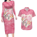 Personalised Pink Galah Australia Valentine's Day Couples Matching Long Sleeve Bodycon Dress and Hawaiian Shirt I Love You With All My Heart - Aussie Hoodie