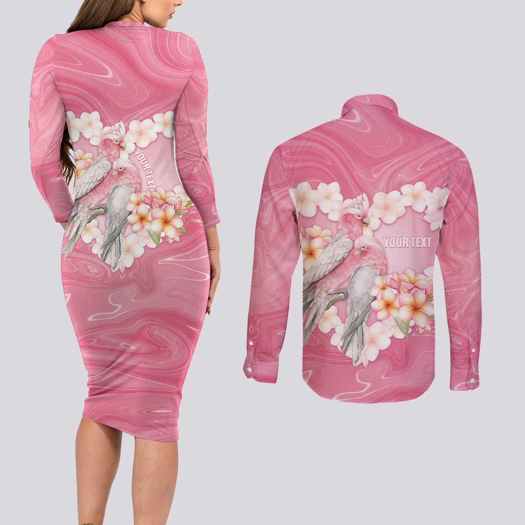 Personalised Pink Galah Australia Valentine's Day Couples Matching Long Sleeve Bodycon Dress and Long Sleeve Button Shirt I Love You With All My Heart - Aussie Hoodie