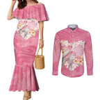 Personalised Pink Galah Australia Valentine's Day Couples Matching Mermaid Dress and Long Sleeve Button Shirt I Love You With All My Heart - Aussie Hoodie