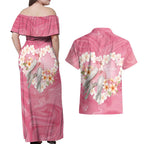 Personalised Pink Galah Australia Valentine's Day Couples Matching Off Shoulder Maxi Dress and Hawaiian Shirt I Love You With All My Heart - Aussie Hoodie