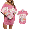 Personalised Pink Galah Australia Valentine's Day Couples Matching Off Shoulder Short Dress and Hawaiian Shirt I Love You With All My Heart - Aussie Hoodie
