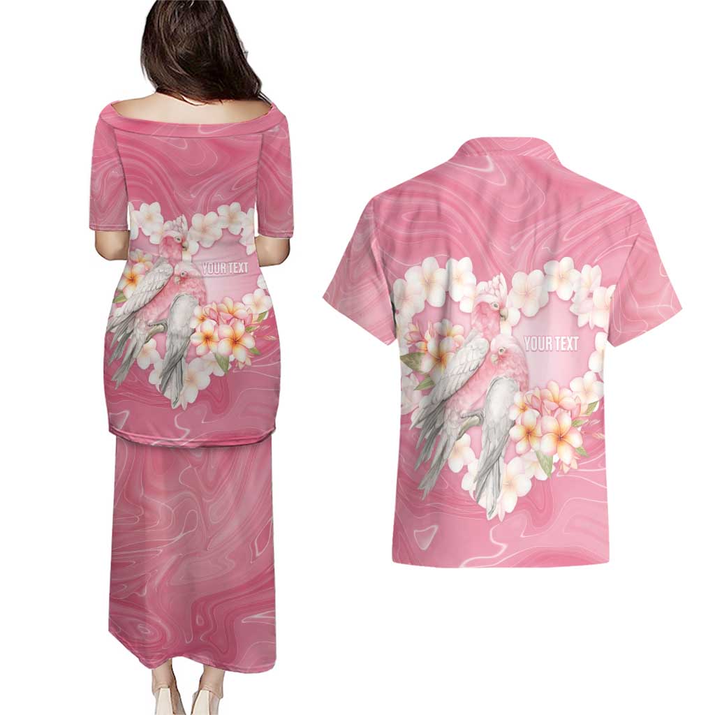 Personalised Pink Galah Australia Valentine's Day Couples Matching Puletasi and Hawaiian Shirt I Love You With All My Heart - Aussie Hoodie