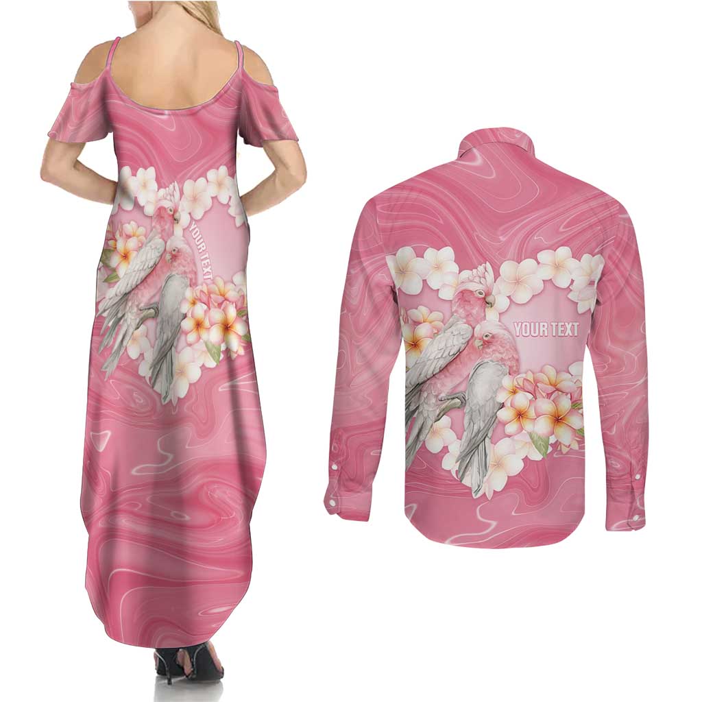 Personalised Pink Galah Australia Valentine's Day Couples Matching Summer Maxi Dress and Long Sleeve Button Shirt I Love You With All My Heart - Aussie Hoodie