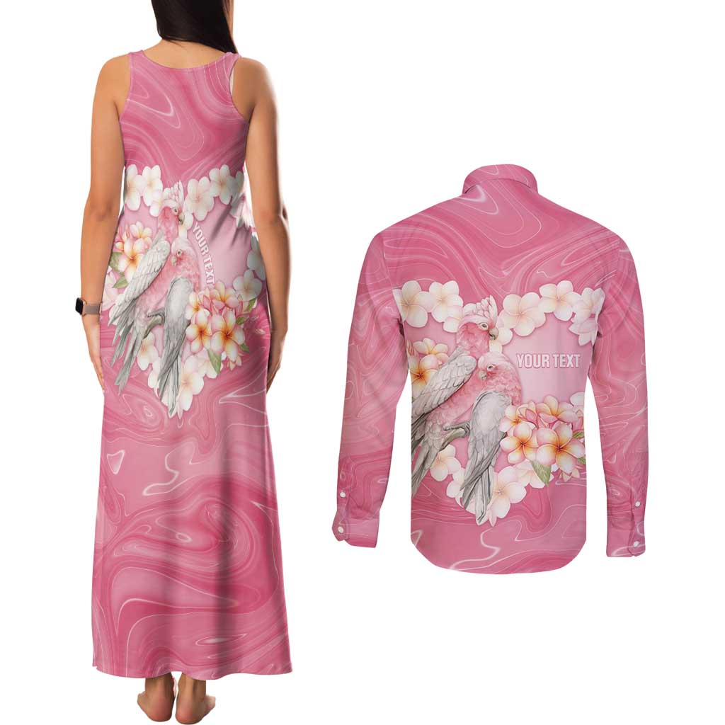 Personalised Pink Galah Australia Valentine's Day Couples Matching Tank Maxi Dress and Long Sleeve Button Shirt I Love You With All My Heart - Aussie Hoodie
