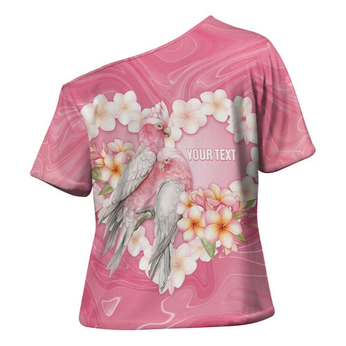 Personalised Pink Galah Australia Valentine's Day Cross Shoulder Shirt I Love You With All My Heart - Aussie Hoodie