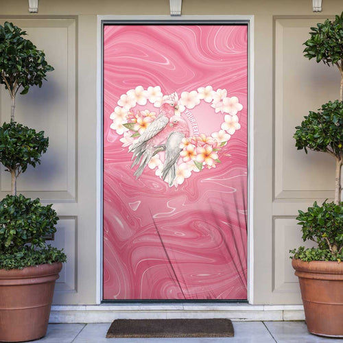 Personalised Pink Galah Australia Valentine's Day Door Cover I Love You With All My Heart - Aussie Hoodie