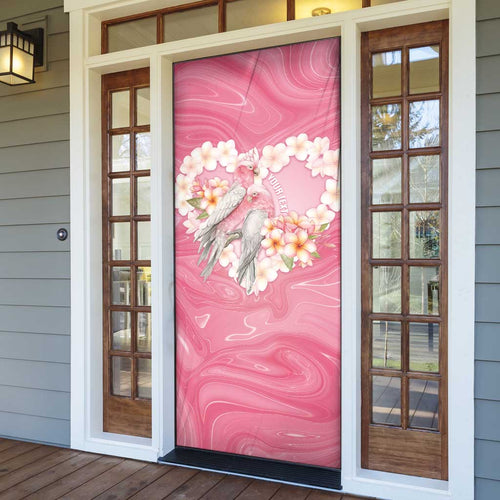 Personalised Pink Galah Australia Valentine's Day Door Cover I Love You With All My Heart - Aussie Hoodie