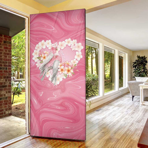 Personalised Pink Galah Australia Valentine's Day Door Cover I Love You With All My Heart - Aussie Hoodie