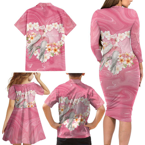 Personalised Pink Galah Australia Valentine's Day Family Matching Long Sleeve Bodycon Dress and Hawaiian Shirt I Love You With All My Heart - Aussie Hoodie