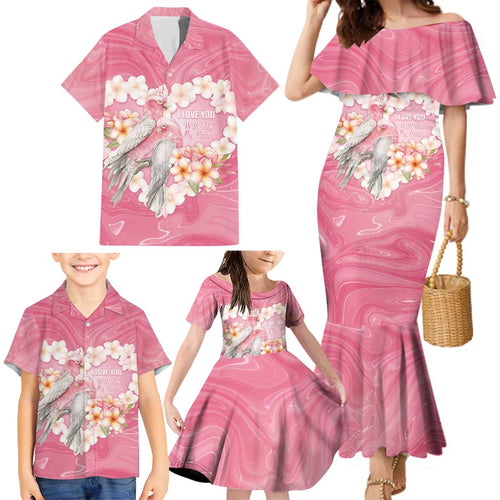 Personalised Pink Galah Australia Valentine's Day Family Matching Mermaid Dress and Hawaiian Shirt I Love You With All My Heart - Aussie Hoodie