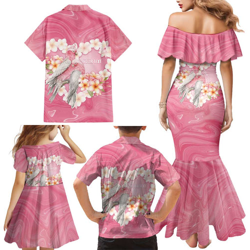 Personalised Pink Galah Australia Valentine's Day Family Matching Mermaid Dress and Hawaiian Shirt I Love You With All My Heart - Aussie Hoodie