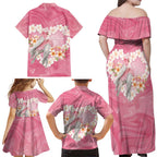 Personalised Pink Galah Australia Valentine's Day Family Matching Off Shoulder Maxi Dress and Hawaiian Shirt I Love You With All My Heart - Aussie Hoodie