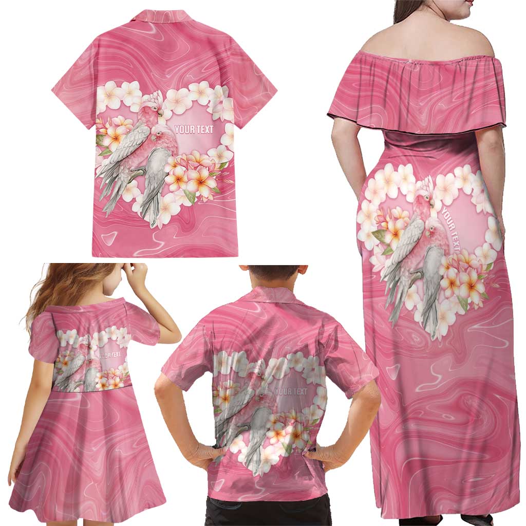 Personalised Pink Galah Australia Valentine's Day Family Matching Off Shoulder Maxi Dress and Hawaiian Shirt I Love You With All My Heart - Aussie Hoodie