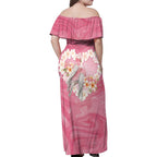 Personalised Pink Galah Australia Valentine's Day Family Matching Off Shoulder Maxi Dress and Hawaiian Shirt I Love You With All My Heart - Aussie Hoodie