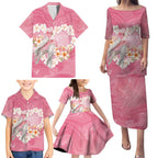 Personalised Pink Galah Australia Valentine's Day Family Matching Puletasi and Hawaiian Shirt I Love You With All My Heart - Aussie Hoodie