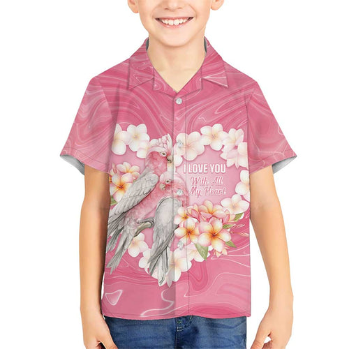 Personalised Pink Galah Australia Valentine's Day Family Matching Puletasi and Hawaiian Shirt I Love You With All My Heart - Aussie Hoodie