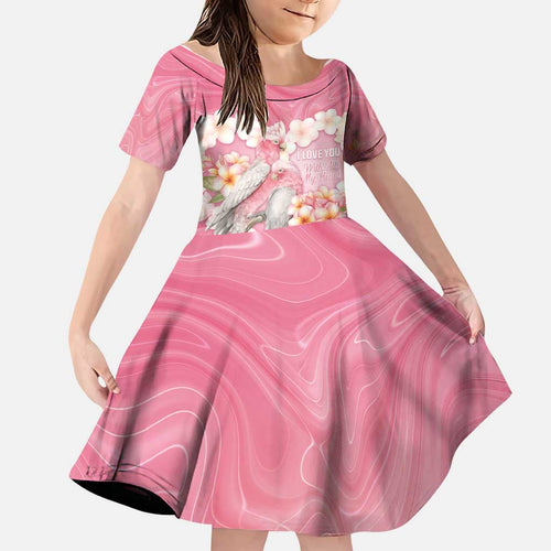 Personalised Pink Galah Australia Valentine's Day Family Matching Short Sleeve Bodycon Dress and Hawaiian Shirt I Love You With All My Heart - Aussie Hoodie