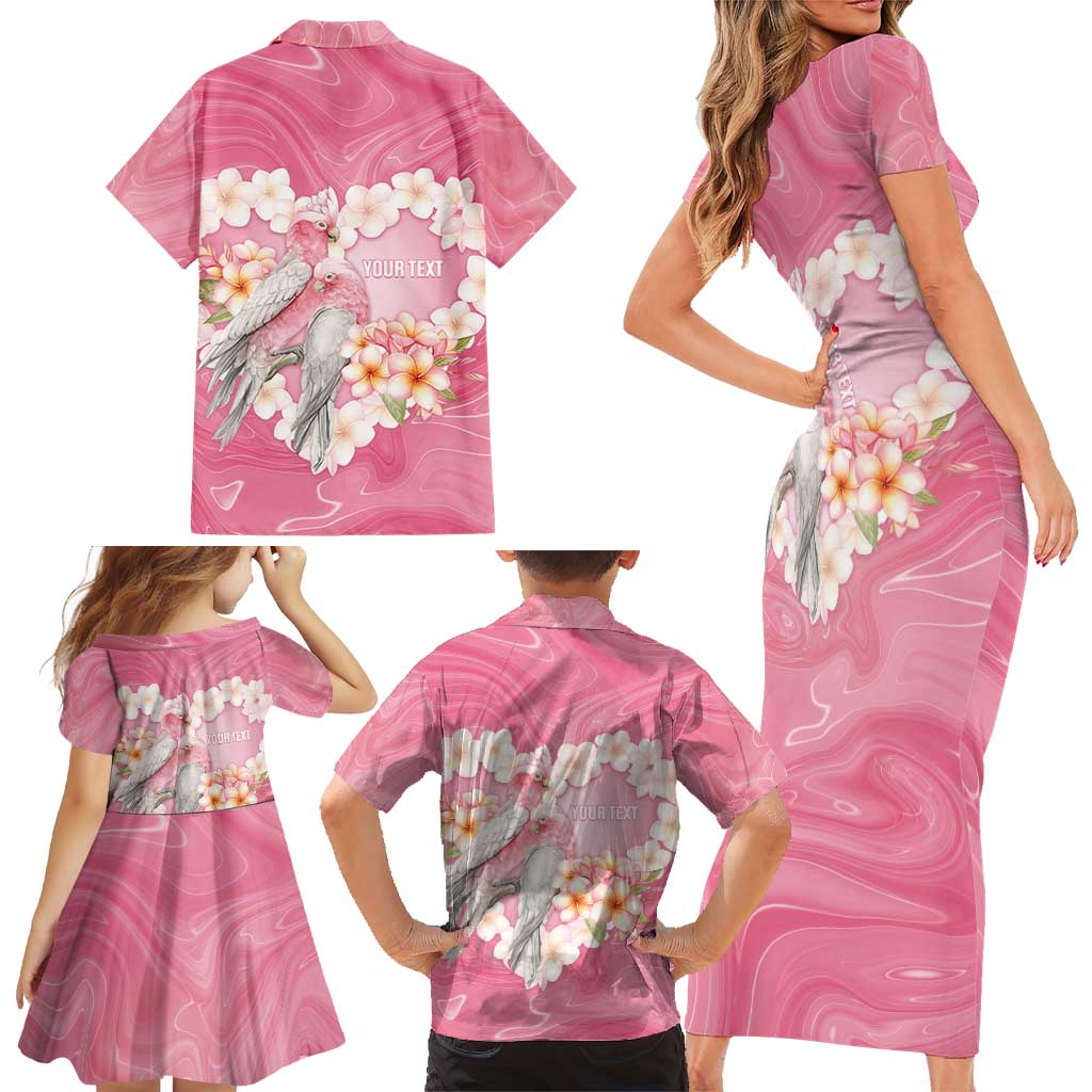 Personalised Pink Galah Australia Valentine's Day Family Matching Short Sleeve Bodycon Dress and Hawaiian Shirt I Love You With All My Heart - Aussie Hoodie