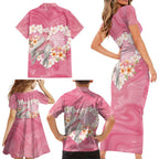 Personalised Pink Galah Australia Valentine's Day Family Matching Short Sleeve Bodycon Dress and Hawaiian Shirt I Love You With All My Heart - Aussie Hoodie