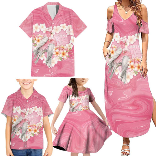 Personalised Pink Galah Australia Valentine's Day Family Matching Summer Maxi Dress and Hawaiian Shirt I Love You With All My Heart - Aussie Hoodie