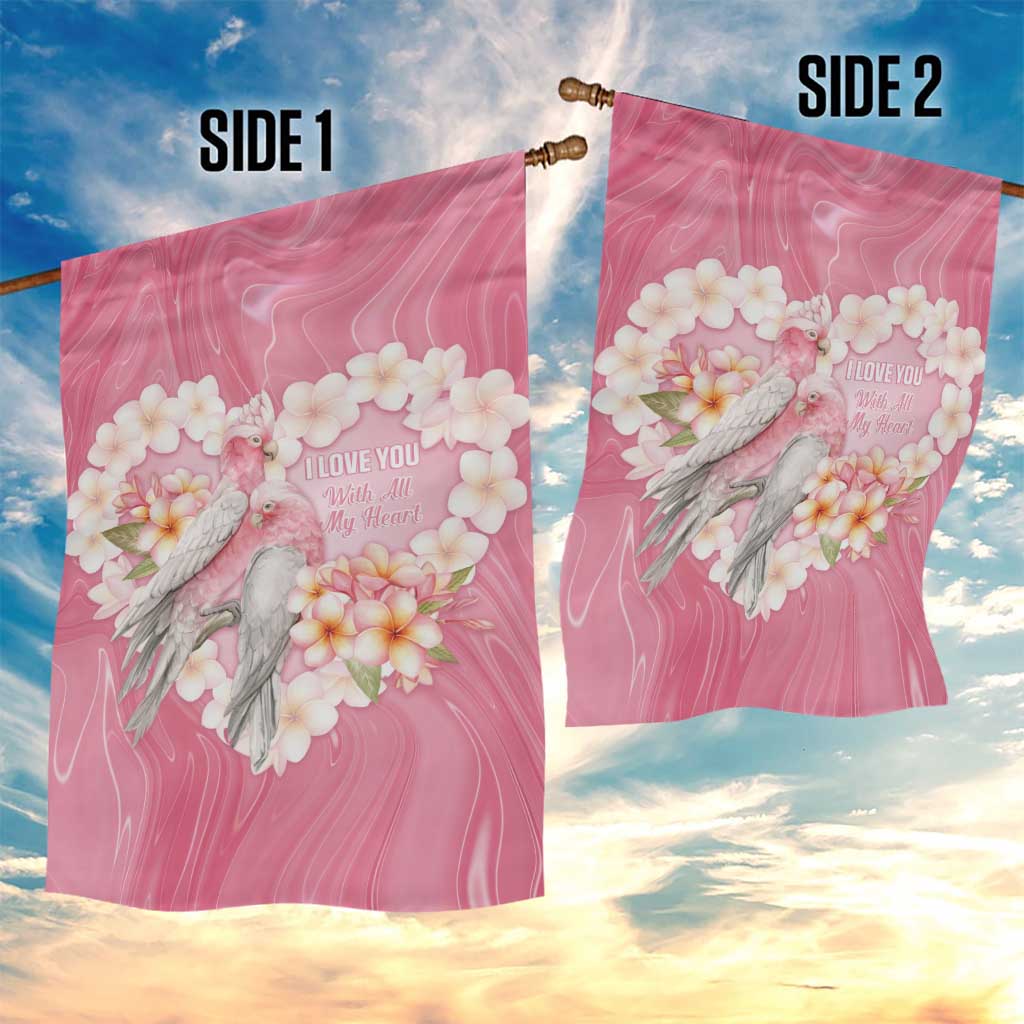 Pink Galah Australia Valentine's Day Garden Flag I Love You With All My Heart - Aussie Hoodie