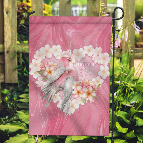 Pink Galah Australia Valentine's Day Garden Flag I Love You With All My Heart - Aussie Hoodie