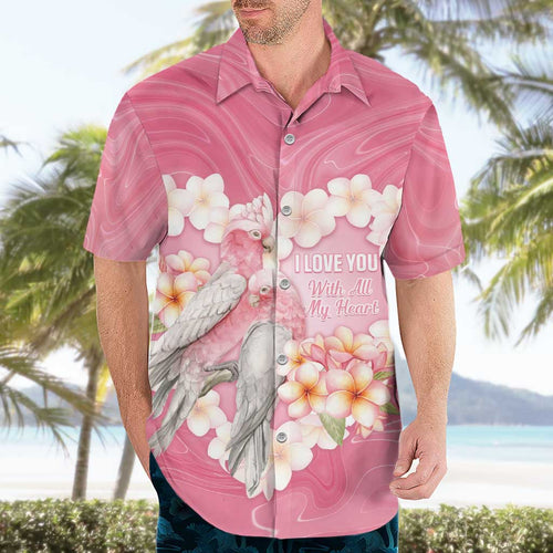 Personalised Pink Galah Australia Valentine's Day Hawaiian Shirt I Love You With All My Heart - Aussie Hoodie