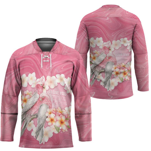 Personalised Pink Galah Australia Valentine's Day Hockey Jersey I Love You With All My Heart - Aussie Hoodie
