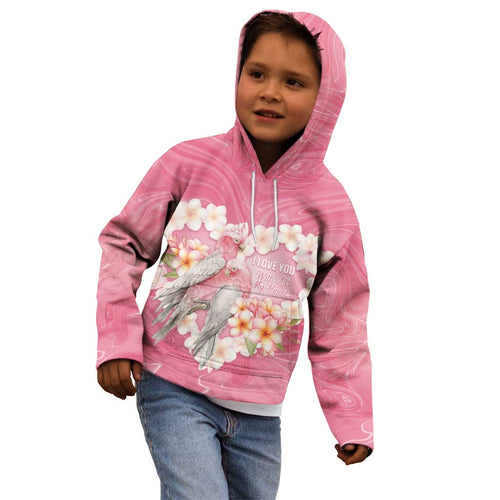 Personalised Pink Galah Australia Valentine's Day Kid Hoodie I Love You With All My Heart - Aussie Hoodie