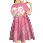 Personalised Pink Galah Australia Valentine's Day Kid Short Sleeve Dress I Love You With All My Heart - Aussie Hoodie