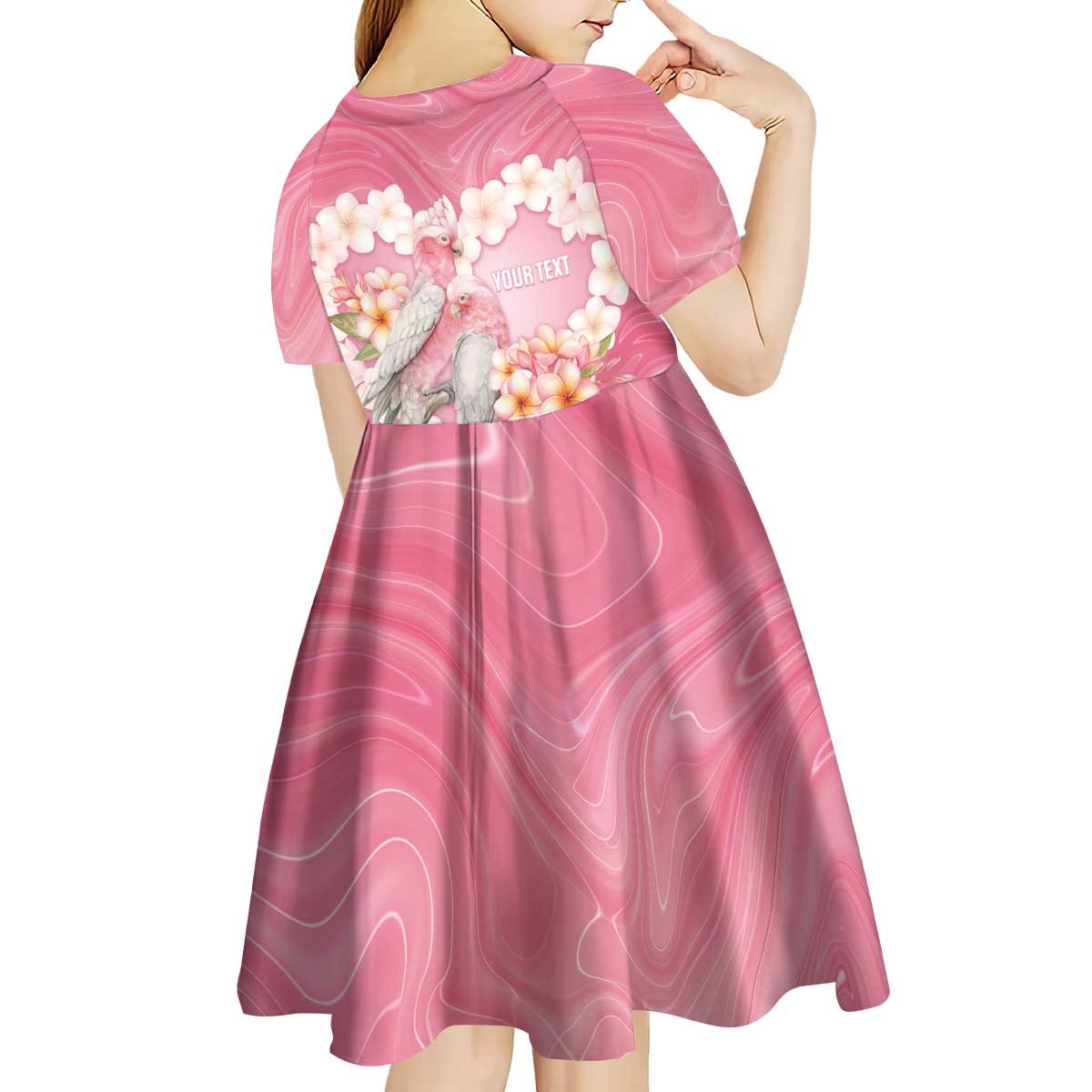 Personalised Pink Galah Australia Valentine's Day Kid Short Sleeve Dress I Love You With All My Heart - Aussie Hoodie