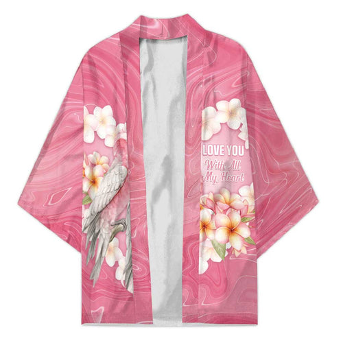 Personalised Pink Galah Australia Valentine's Day Kimono I Love You With All My Heart - Aussie Hoodie