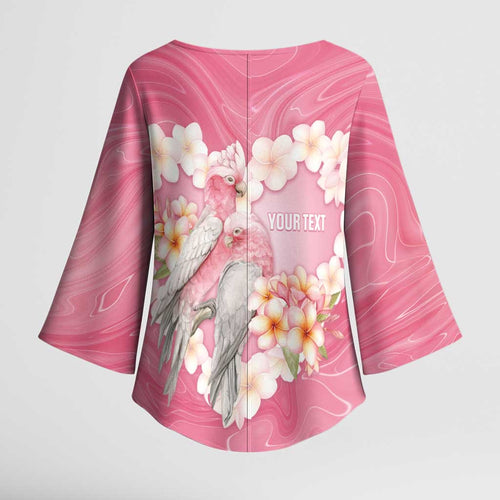 Personalised Pink Galah Australia Valentine's Day Kimono Sleeve Blouse I Love You With All My Heart - Aussie Hoodie