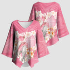 Personalised Pink Galah Australia Valentine's Day Kimono Sleeve Blouse I Love You With All My Heart - Aussie Hoodie