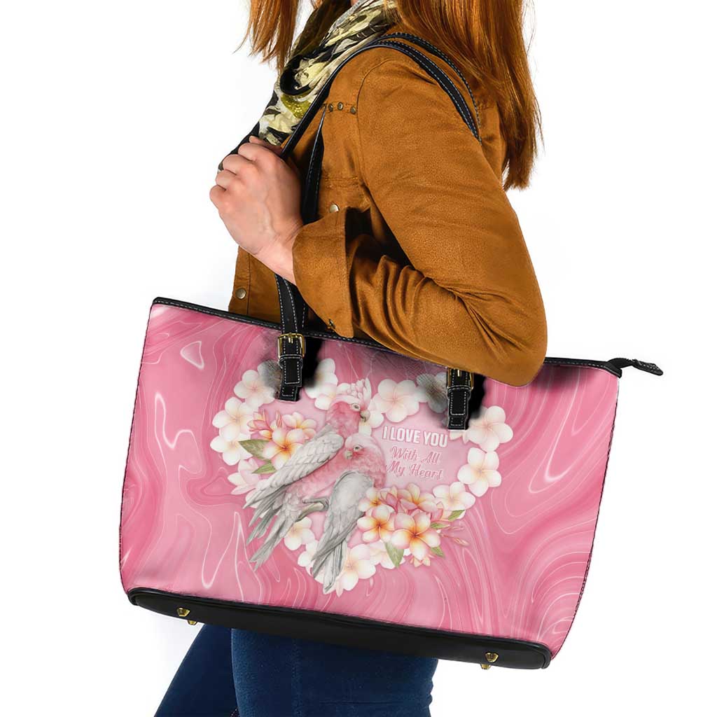 Pink Galah Australia Valentine's Day Leather Tote Bag I Love You With All My Heart - Aussie Hoodie