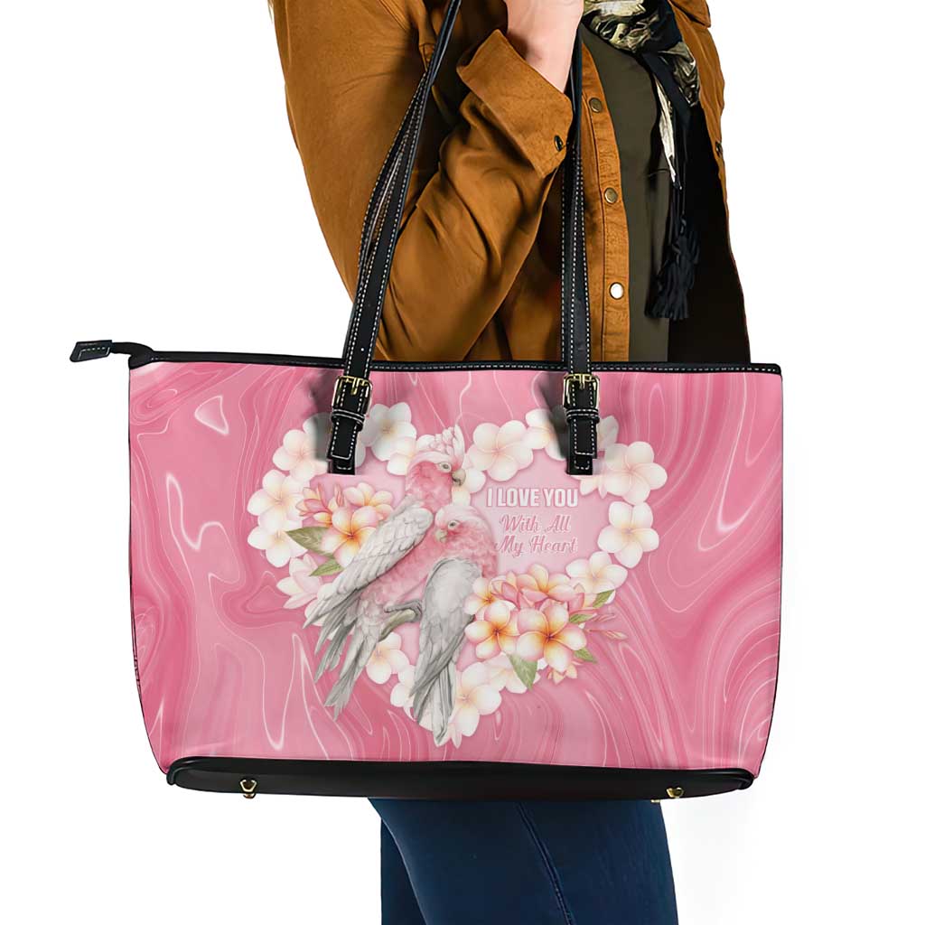 Pink Galah Australia Valentine's Day Leather Tote Bag I Love You With All My Heart - Aussie Hoodie