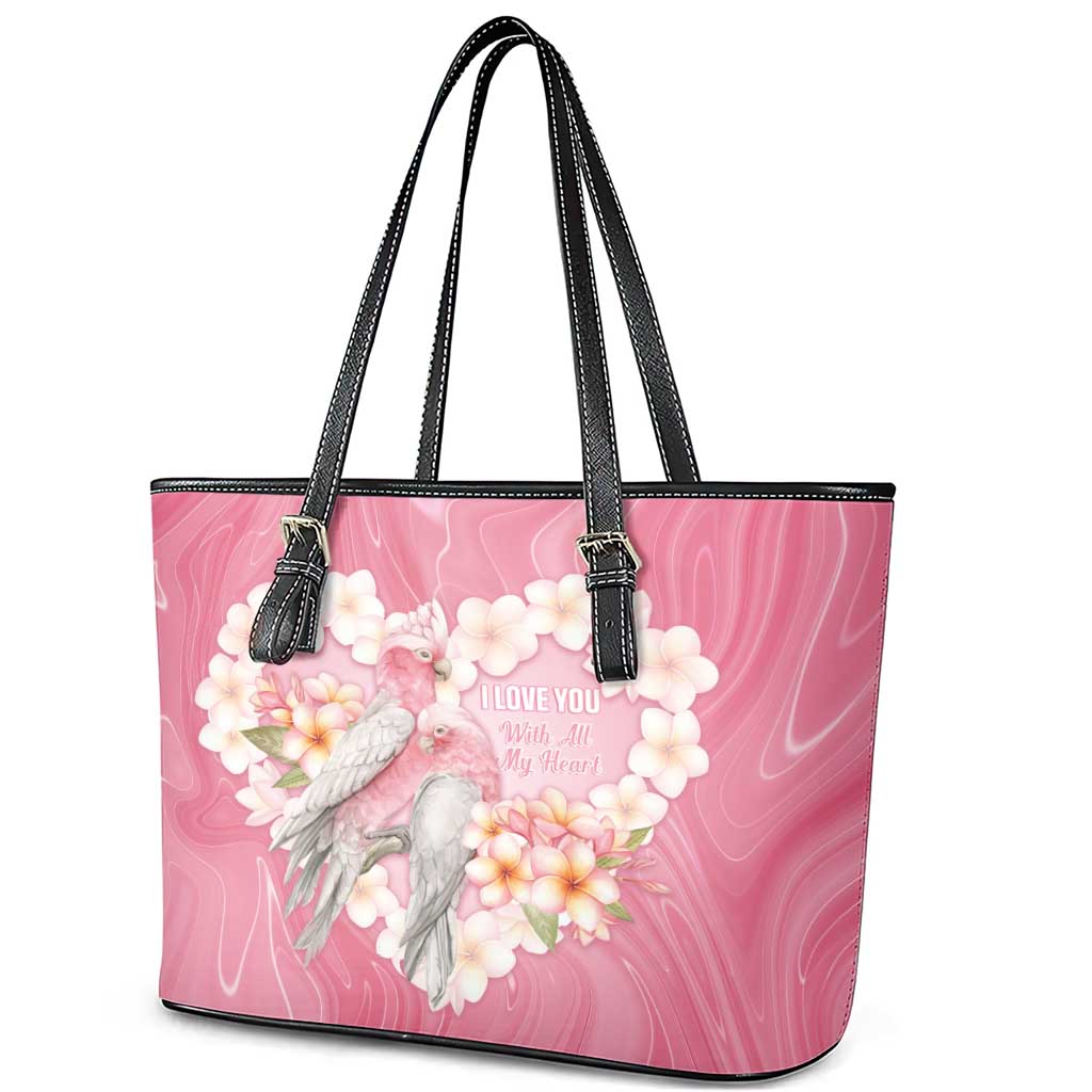 Pink Galah Australia Valentine's Day Leather Tote Bag I Love You With All My Heart - Aussie Hoodie